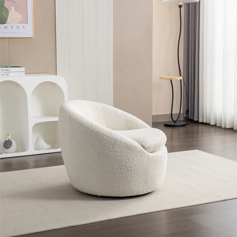 31 Boucle Upholstered Barrel Chair with Swivel Base