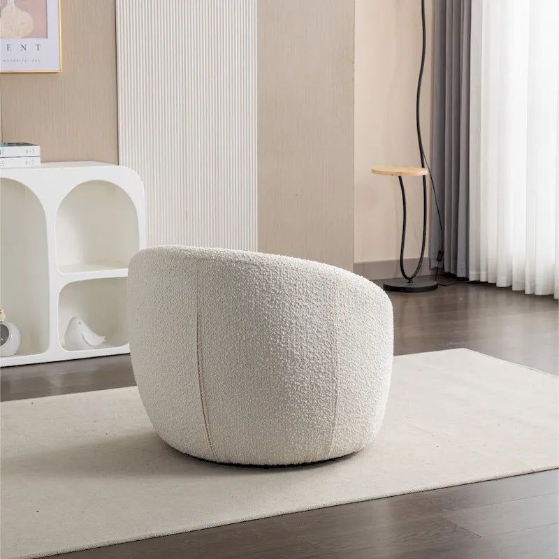 31 Boucle Upholstered Barrel Chair with Swivel Base