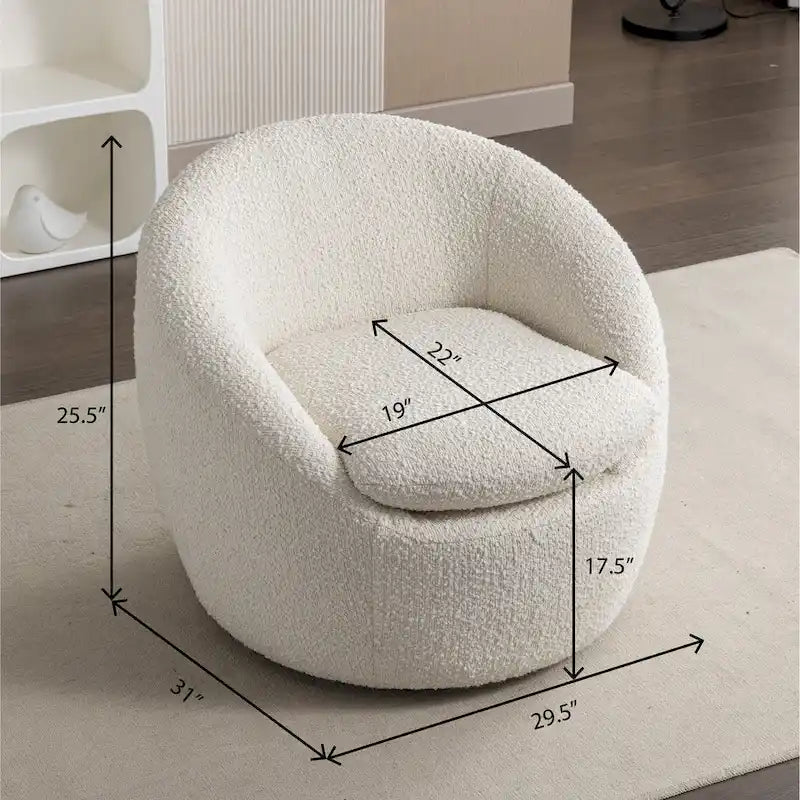 31 Boucle Upholstered Barrel Chair with Swivel Base