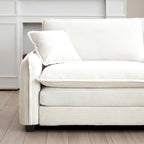 Beige 5-Piece Corduroy U-Shaped Modular Sectional Sofa with 2 Ottomans
