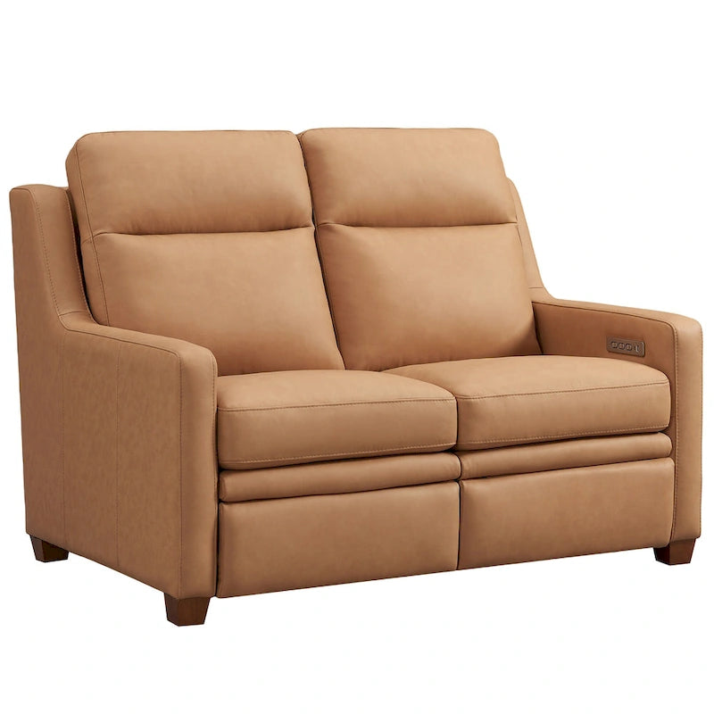 Genuine Leather Recliner Sofa 56 Triple-Motor Power Zero-Wall Reclining Loveseat with USB&USB-C Port