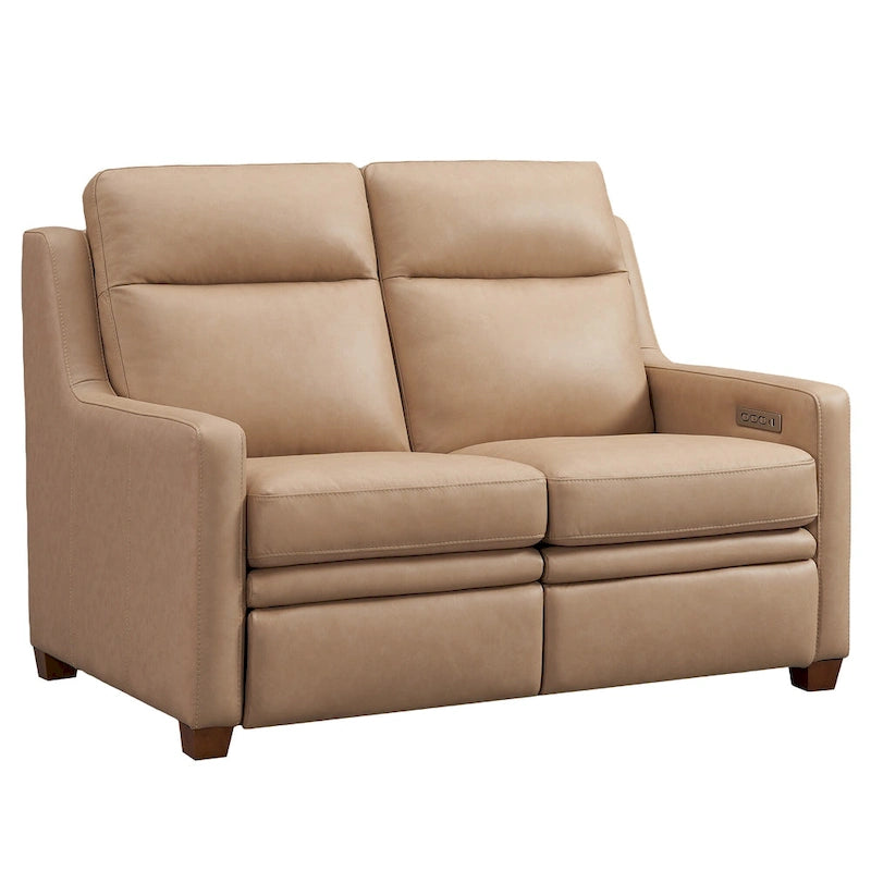 Genuine Leather Recliner Sofa 56 Triple-Motor Power Zero-Wall Reclining Loveseat with USB&USB-C Port