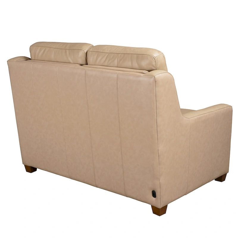 Genuine Leather Recliner Sofa 56 Triple-Motor Power Zero-Wall Reclining Loveseat with USB&USB-C Port