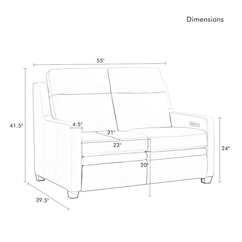 Genuine Leather Recliner Sofa 56 Triple-Motor Power Zero-Wall Reclining Loveseat with USB&USB-C Port