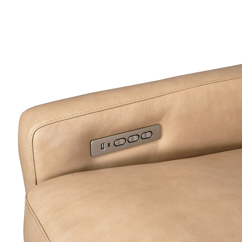 Genuine Leather Recliner Sofa 56 Triple-Motor Power Zero-Wall Reclining Loveseat with USB&USB-C Port