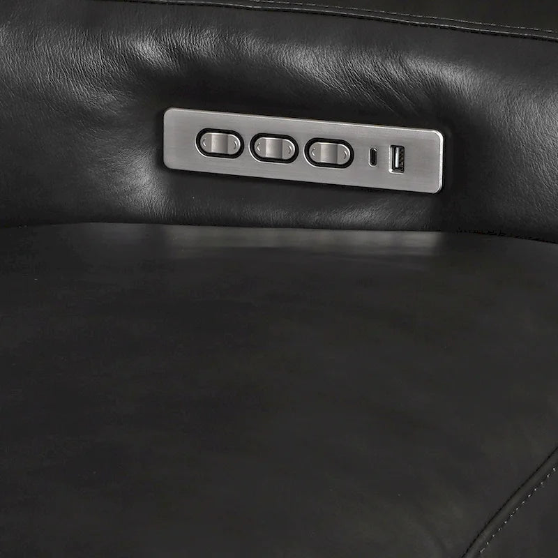 Genuine Leather Recliner Sofa 56 Triple-Motor Power Zero-Wall Reclining Loveseat with USB&USB-C Port