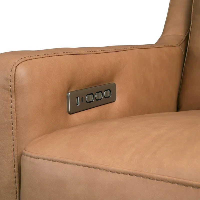 Genuine Leather Recliner Sofa 56 Triple-Motor Power Zero-Wall Reclining Loveseat with USB&USB-C Port