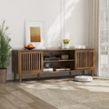 63 inch TV stand with 2 grille door cabinets and adjustable storage rack, Medieval modern TV cabinets with storage space