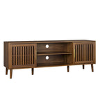 63 inch TV stand with 2 grille door cabinets and adjustable storage rack, Medieval modern TV cabinets with storage space