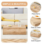 Modern Rectangular Coffee Table with Solid Base, Wooden Center Table with Imitation Marble Texture for Living Room
