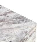 Modern Rectangular Coffee Table with Solid Base, Wooden Center Table with Imitation Marble Texture for Living Room
