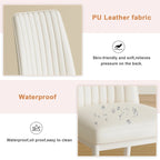 Modern Dining Chair Set of 4 Leather Upholstered Dining Chair with Vertical Striped Backrest Kitchen Chair with Metal Legs