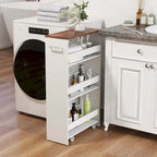 4-Tier Slim Rolling Storage Cart on Wheels, 8-Slot Kitchen Organizer with Lockable Casters