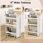 4-Tier Slim Rolling Storage Cart on Wheels, 8-Slot Kitchen Organizer with Lockable Casters