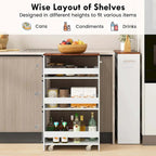 4-Tier Slim Rolling Storage Cart on Wheels, 8-Slot Kitchen Organizer with Lockable Casters