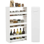 4-Tier Slim Rolling Storage Cart on Wheels, 8-Slot Kitchen Organizer with Lockable Casters