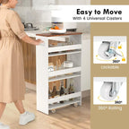 4-Tier Slim Rolling Storage Cart on Wheels, 8-Slot Kitchen Organizer with Lockable Casters