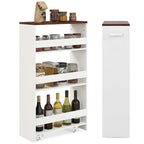 4-Tier Slim Rolling Storage Cart on Wheels, 8-Slot Kitchen Organizer with Lockable Casters