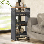 4-Tier Slim Rolling Storage Cart on Wheels, 8-Slot Kitchen Organizer with Lockable Casters