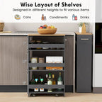4-Tier Slim Rolling Storage Cart on Wheels, 8-Slot Kitchen Organizer with Lockable Casters