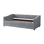 Twin Tufted Daybed Sofa with 2 Storage Drawers and Waved Arms, 500 lbs Capacity
