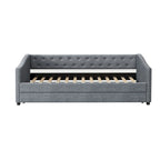 Twin Tufted Daybed Sofa with 2 Storage Drawers and Waved Arms, 500 lbs Capacity