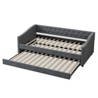 Twin Tufted Daybed Sofa with 2 Storage Drawers and Waved Arms, 500 lbs Capacity