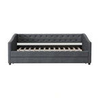 Twin Tufted Daybed Sofa with 2 Storage Drawers and Waved Arms, 500 lbs Capacity