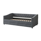 Twin Tufted Daybed Sofa with 2 Storage Drawers and Waved Arms, 500 lbs Capacity