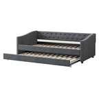 Twin Tufted Daybed Sofa with 2 Storage Drawers and Waved Arms, 500 lbs Capacity