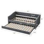 Twin Tufted Daybed Sofa with 2 Storage Drawers and Waved Arms, 500 lbs Capacity