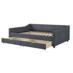 Twin Tufted Daybed Sofa with 2 Storage Drawers and Waved Arms, 500 lbs Capacity