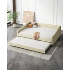 Twin Tufted Daybed Sofa with 2 Storage Drawers and Waved Arms, 500 lbs Capacity