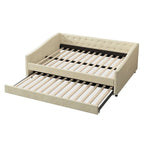 Twin Tufted Daybed Sofa with 2 Storage Drawers and Waved Arms, 500 lbs Capacity