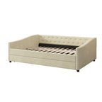 Twin Tufted Daybed Sofa with 2 Storage Drawers and Waved Arms, 500 lbs Capacity
