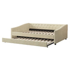 Twin Tufted Daybed Sofa with 2 Storage Drawers and Waved Arms, 500 lbs Capacity