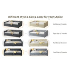 Twin Tufted Daybed Sofa with 2 Storage Drawers and Waved Arms, 500 lbs Capacity