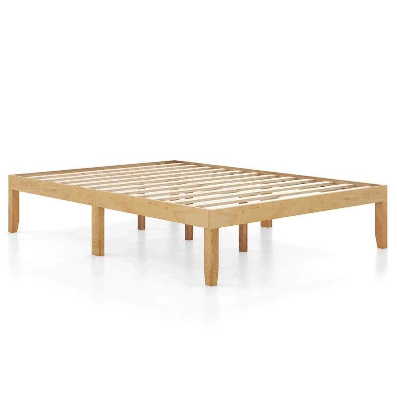 Twin/Full/Queen Wooden Platform Bed Frame, 14" Height, Rubber Wood Legs, 400-800 lbs Capacity