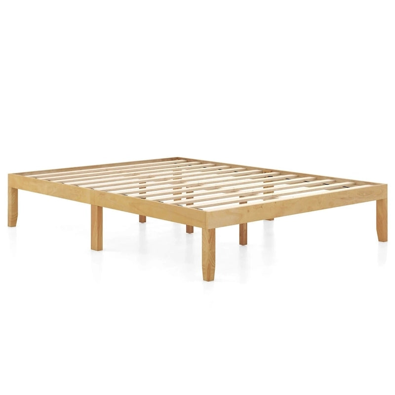 Twin/Full/Queen Wooden Platform Bed Frame, 14" Height, Rubber Wood Legs, 400-800 lbs Capacity