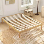 Twin/Full/Queen Wooden Platform Bed Frame, 14" Height, Rubber Wood Legs, 400-800 lbs Capacity