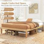 Twin/Full/Queen Wooden Platform Bed Frame, 14" Height, Rubber Wood Legs, 400-800 lbs Capacity
