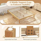 Twin/Full/Queen Wooden Platform Bed Frame, 14" Height, Rubber Wood Legs, 400-800 lbs Capacity