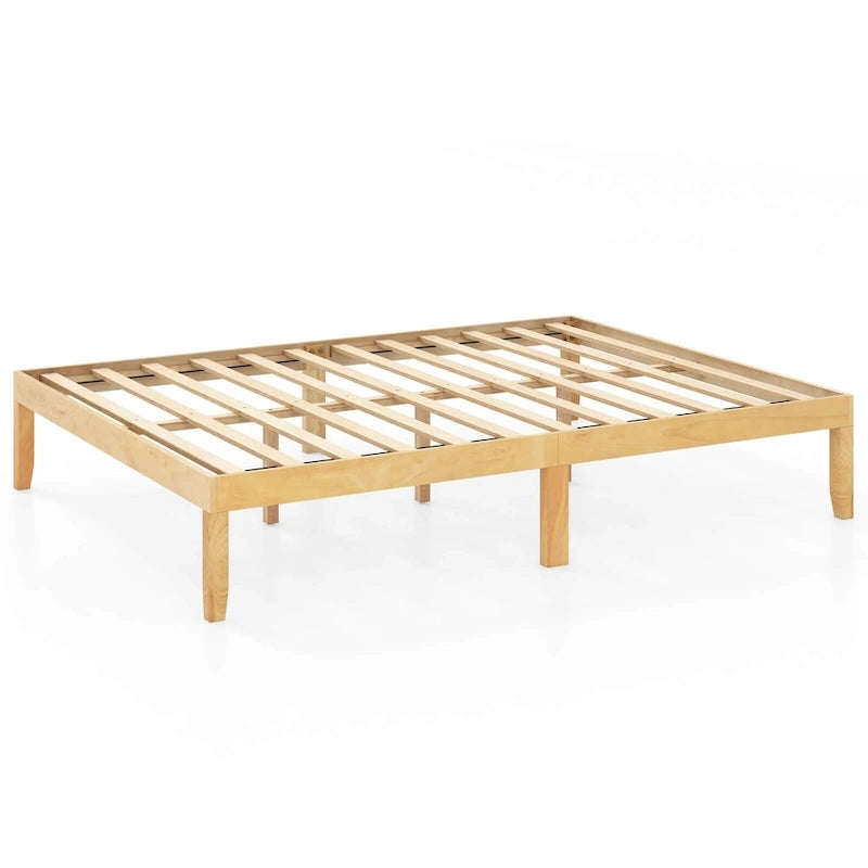 Twin/Full/Queen Wooden Platform Bed Frame, 14" Height, Rubber Wood Legs, 400-800 lbs Capacity