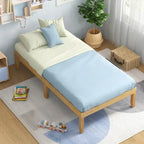Twin/Full/Queen Wooden Platform Bed Frame, 14" Height, Rubber Wood Legs, 400-800 lbs Capacity