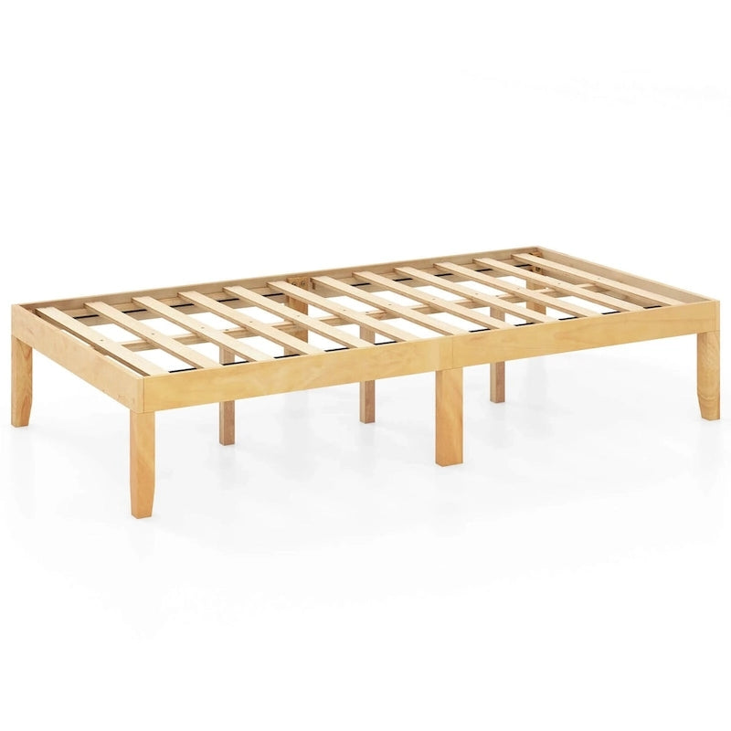 Twin/Full/Queen Wooden Platform Bed Frame, 14" Height, Rubber Wood Legs, 400-800 lbs Capacity