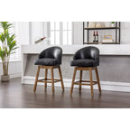 Swivel Bar Stools Set of 2, PU Counter Height Bar Stools with Arm, Kitchen Island Stools with Back and Footrest