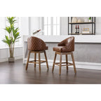 Swivel Bar Stools Set of 2, PU Counter Height Bar Stools with Arm, Kitchen Island Stools with Back and Footrest