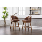 Swivel Bar Stools Set of 2, PU Counter Height Bar Stools with Arm, Kitchen Island Stools with Back and Footrest