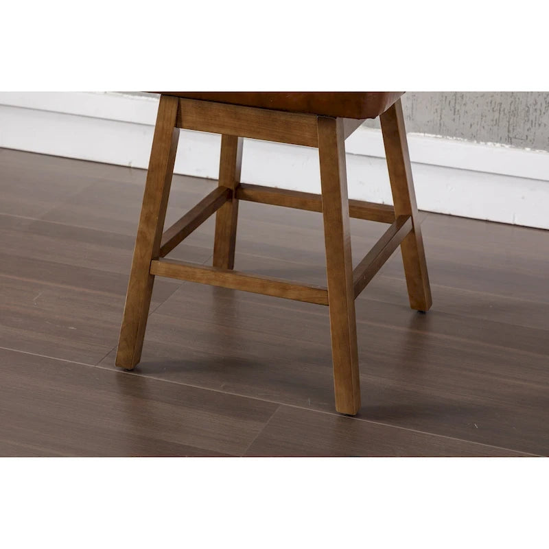 Swivel Bar Stools Set of 2, PU Counter Height Bar Stools with Arm, Kitchen Island Stools with Back and Footrest