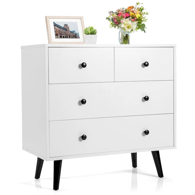 4-Drawer Storage Dresser Chest, Engineered Wood with Metal Hardware, 32"x16"x30"